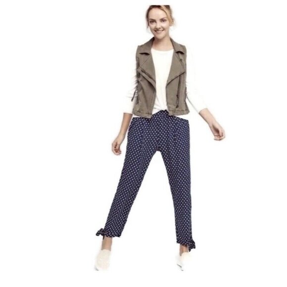 SATURDAY SUNDAY Lobelia Navy Print Tie Ankle Pants - Picture 12 of 12
